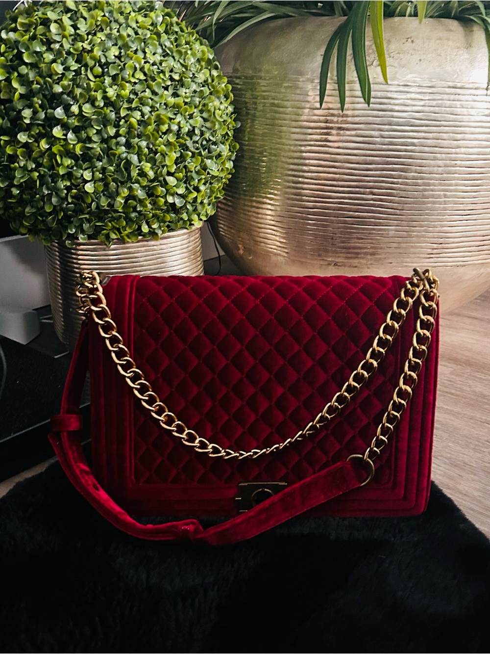Large velvet handbag